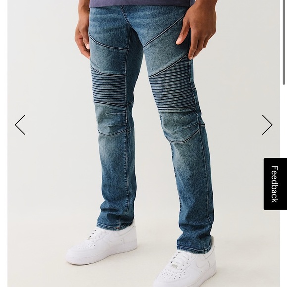 True Religion Rocco Moto Dark Blue Skinny Jeans - Picture 1 of 8